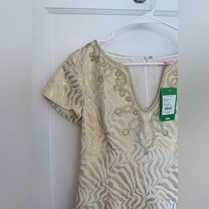 NWT Size 4 Lilly Pulitzer gold dress